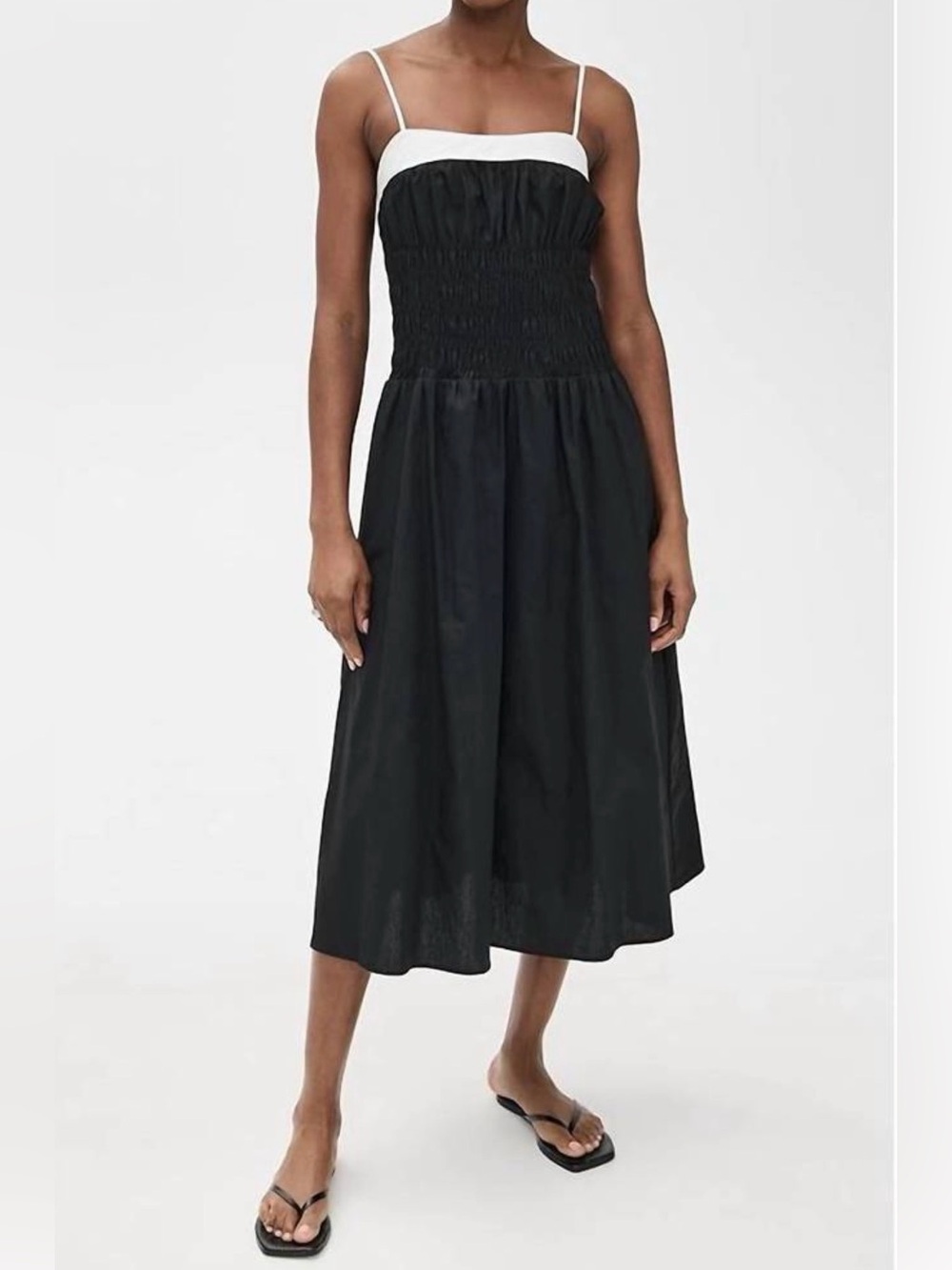 Moon River Classic Black & White Spaghetti Strap Dress Sz L NWT/0325